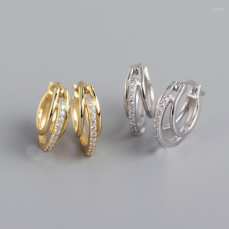 

Hoop Earrings A00795 Arrivals Bohemian Charms Zircon Multilayer Ear Buckle For Women Real 925 Sterling Silver Punk Unisex