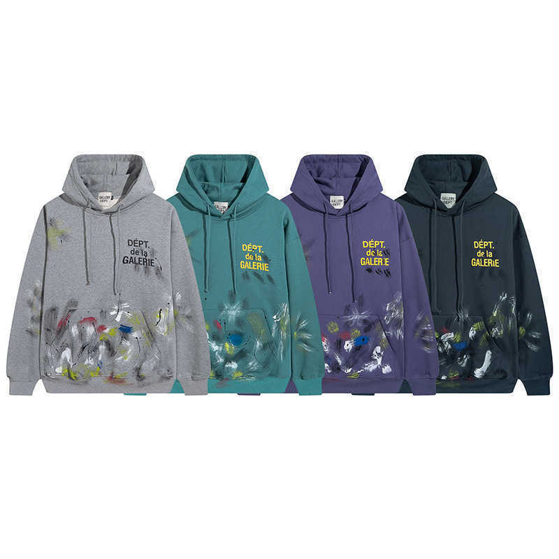 

Men's Hoodies Sweatshirts Designer Style Autumn and Winter High Street Galleryes Dept h Painted Speckle Print for Men Women, Gray