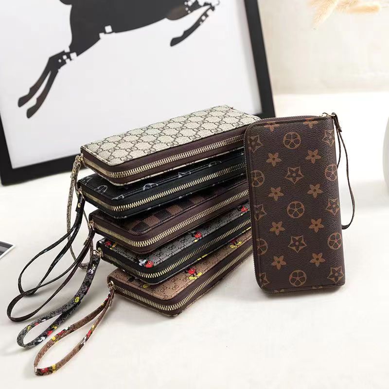 

Designer wallets men's and women's wallet classic old pattern fashion leather long purse for men zipper business presbyterie multi-functional card bag, Customize