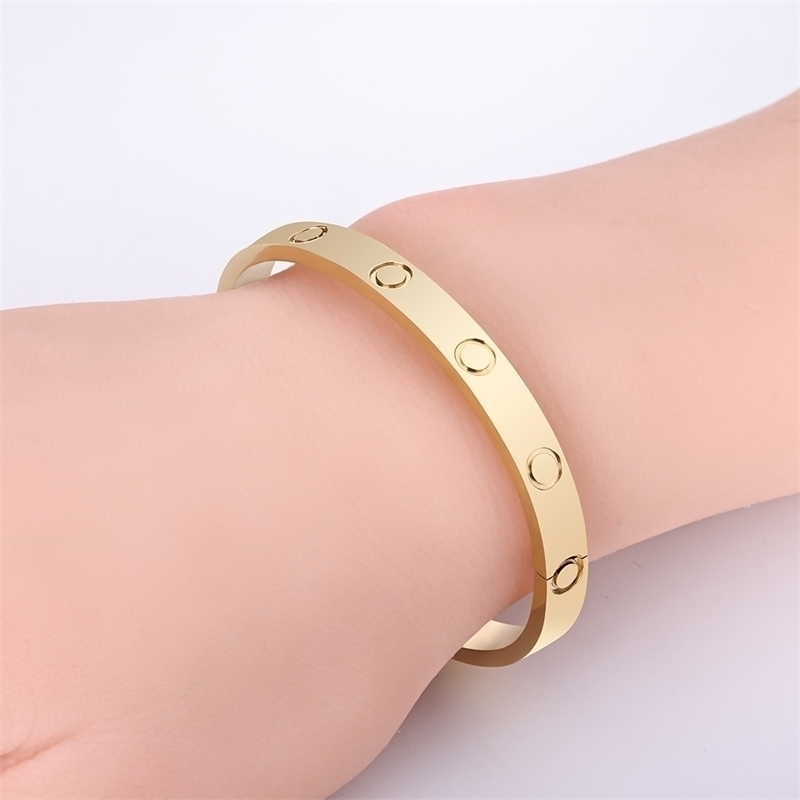 

Bangle 316L Steel Gold Silver Rose '750 CRD' Cuff Bracelets Bangles Women Men Unisex Femme Bijoux Pulseira With Key Driver 221008
