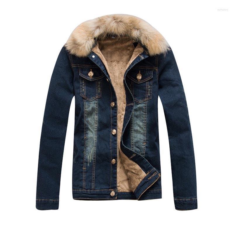 

Men's Jackets 2022 Winter Men's Denim Jacket Mens Slim Thick Plus Fluff Fur Collar Coat, Blue