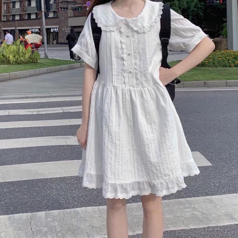 

Kawaii White Lolita Dress Women Soft Girl Sweet Princess Ruffle Elegant Dresses