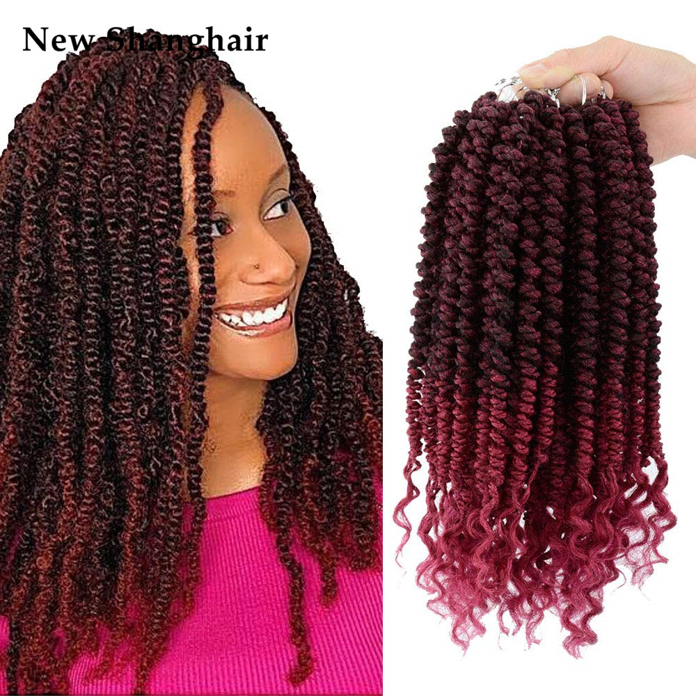 

Crochet Hair For Black Women Pre-looped Passion Twist Hair Crochet Twist 12 Inch Short Braids Spring Twist Crochet Hair Curly Ends BS27, 1b#