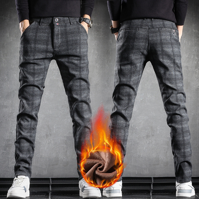 

Men's Pants Fashion Winter Warm Fleece Thicken Casual Bussiness Men Wear Midlife Business Jogger Trousers 221010, 2050 black