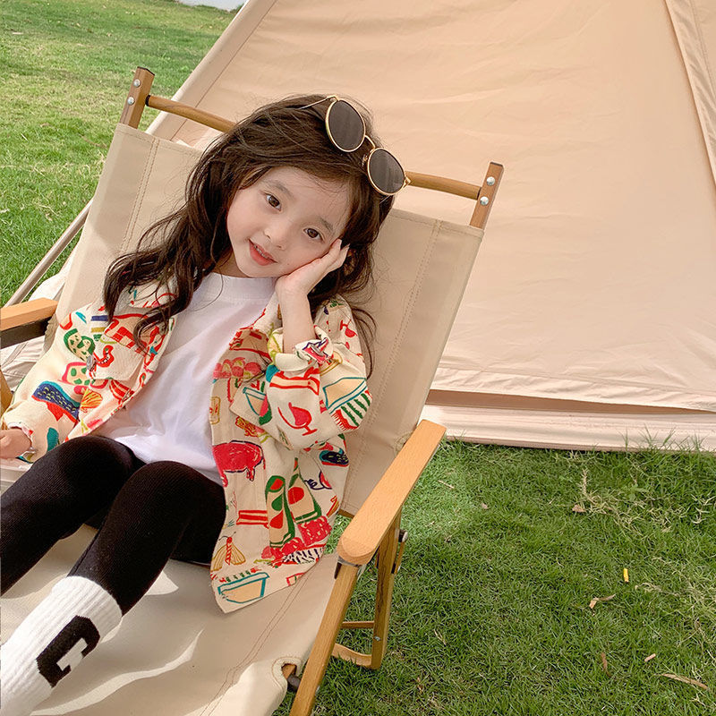 

Jackets Outerwear Turn down Collar Single Breasted Regular Length Print Simple Comfortable Colorful Suitable Spring Children Girls 221010, Yellow
