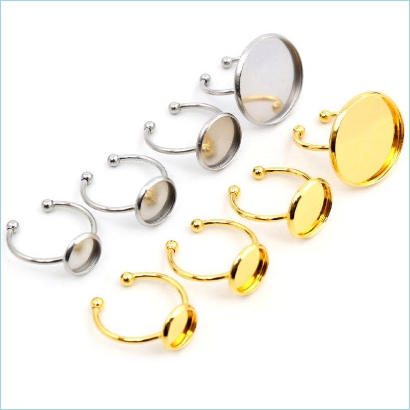 

Jewelry Settings 6 8 10 12Mm No Fade Stainless Steel Ring Settings Blank Base Fit 6-20Mm Glass Cabochons Buttons For Jewelry Making D Dhxop