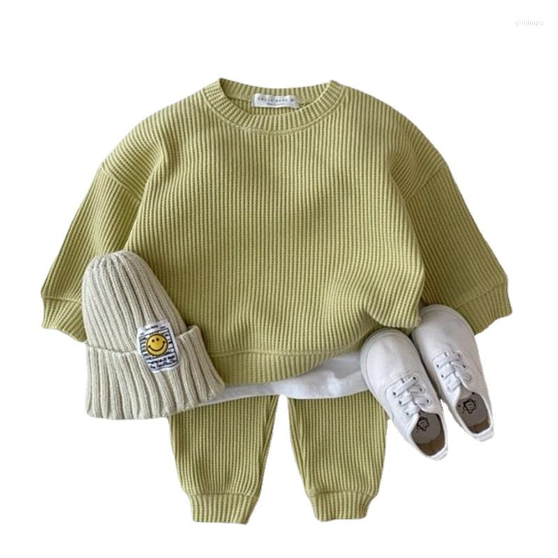 

Clothing Sets Baby Autumn Boys Girls Clothes Long Sleeve O-neck Kids Tops And Pants Suits Children Sweater Set Without Shoes Hats, Green