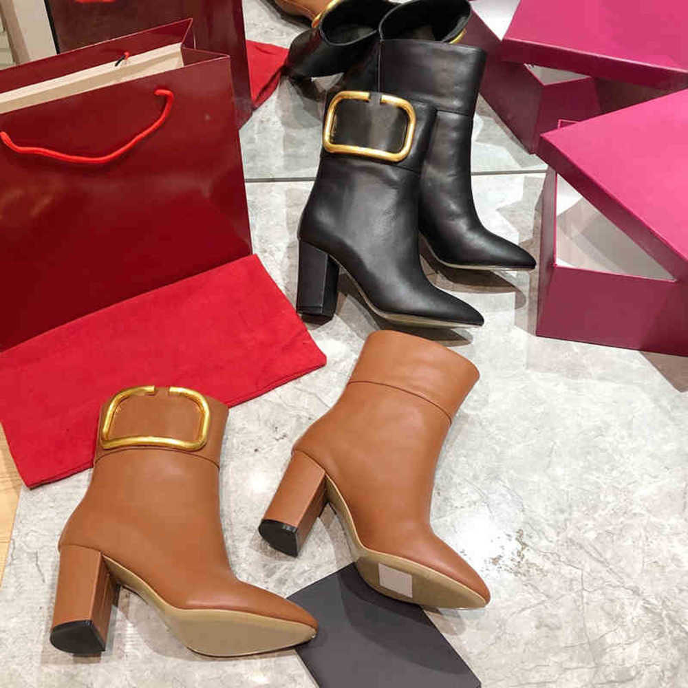 

Luxury Designer Red Low Heel Boots Women Ankle Knee High Heel Boots Flat Boots Wedding Party Dress Shoes Ladies Black Khaki Size 35-40 1208, Without box 1