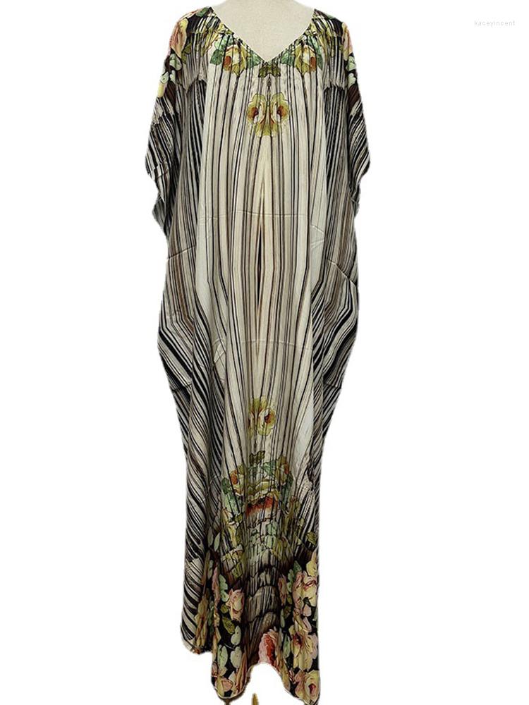 

Women's Swimwear Cover-ups Women Maxi Dress V Neck Bathing Suit Sundress Summer Striped Print Beach Holiday Bikini Cover Up Swimsuit, Multi