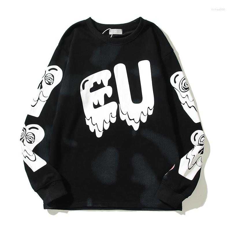 

Men's Hoodies 2022 EU Dissolving Heart Washed Retro Mens Sweatshirts Cew Neck Oversized High Street Thin Loose Casual, 02