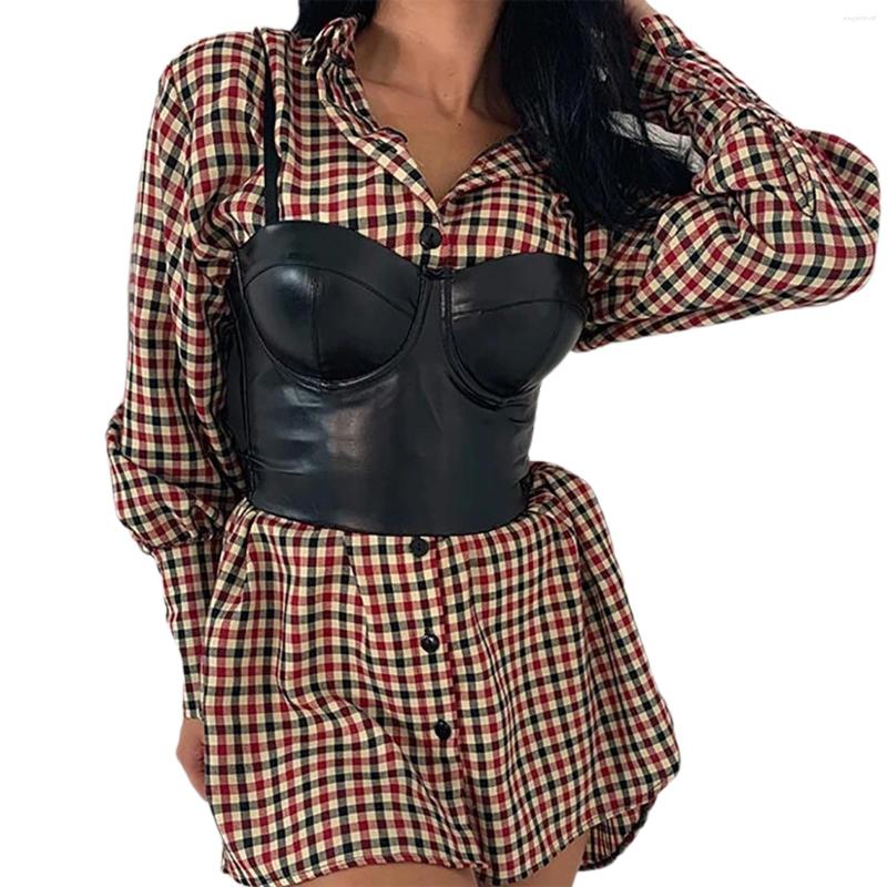 

Belts 2022 Vintage Women Corset Belt Harajuku Punk Vest Elastic Sling Girdle For Ladies Wide Waistband Double Buckle Cummerbunds, Black