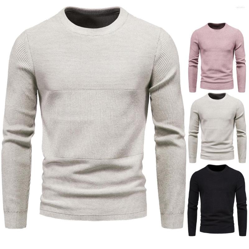 

Men's Sweaters YM053 Autumn Clothing Pullover Round Neck Pattern Stitching Bottoming Shirt Men's Sweater, Black