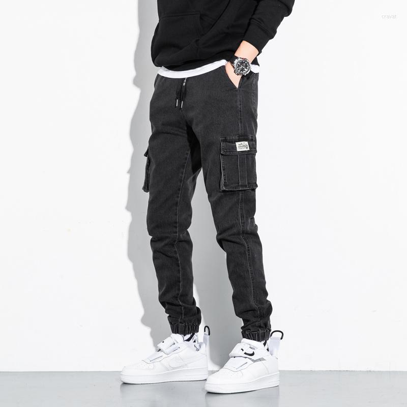 

Men's Jeans Autumn Spring Elastic Waist Men's Large Size Loose Harem Pants Tide Oversized Slim Cropped Ankle-length 8XL, Black