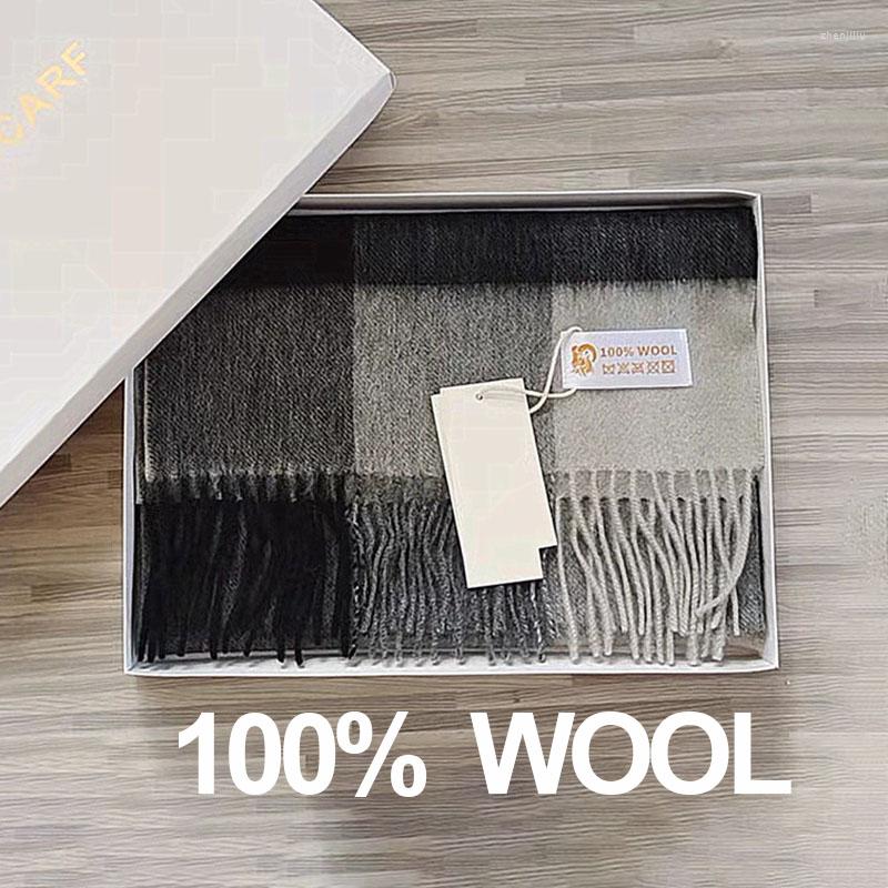 

Scarves Pure Wool Scarf For Women Men Winter Warm Soft Tartan Plaid Cashmere Fashion Neck Warmer Shawl Wraps Bufandas 2022