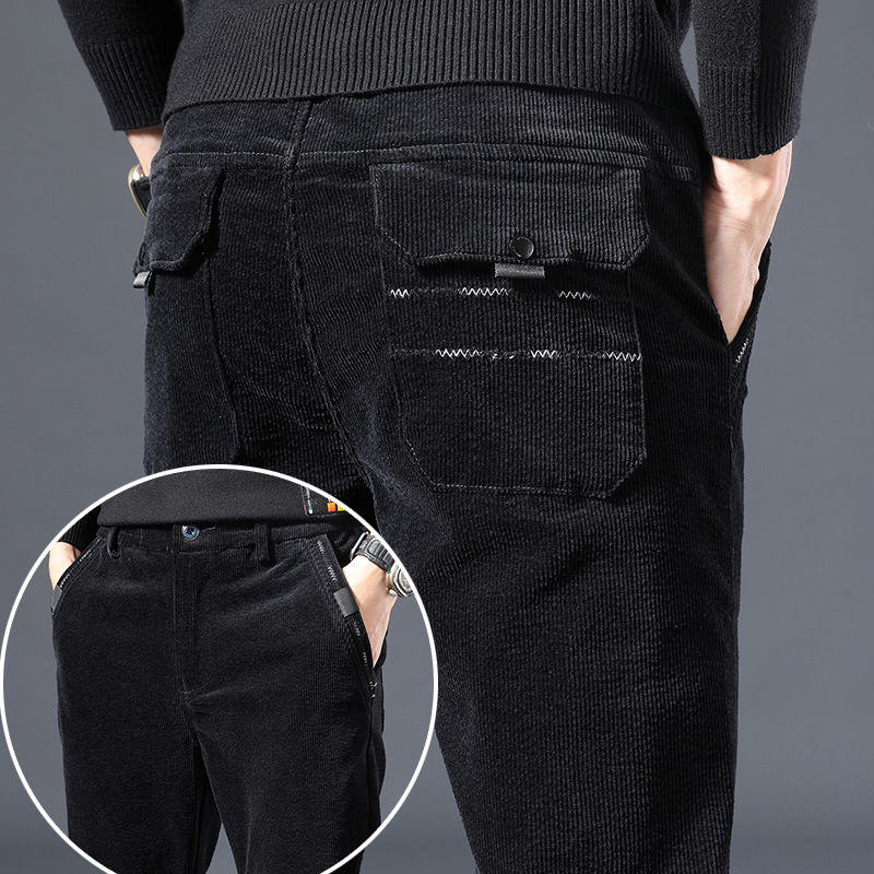 

Men's Pants Autumn Winter Corduroy Casual Pants Man Regular Skinny Fit Thick Trousers Black Brown Coffee Pant Male Big Size 2838 221010, U2059 black