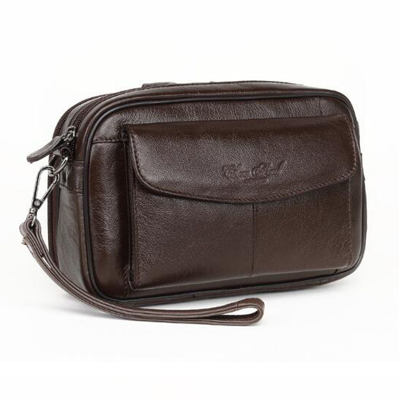 

Evening Bags High Quality Genuine Natural Leather Hand Bag Men Casual Long Wallet Purse 64 Inch Mobile Cell Phone Male Handy Clutch Bags 221010, Black