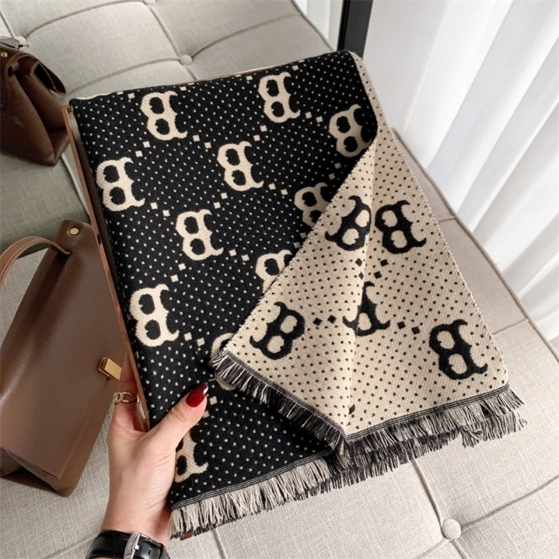 

Scarves Luxury Brand Winter Women Scarf B Letter Print Shawl Wrap Double Side Cashmere Foulard Female Thicken Bandana Designer 221010