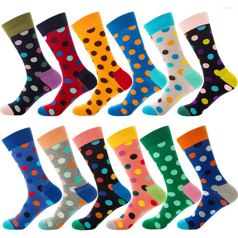 

Men's Socks Happy Men Hip Hop Circle Point 12 Color Male High Quality Autumn Women Colorful Street Style Calcetines Hombre, Blue dot groove
