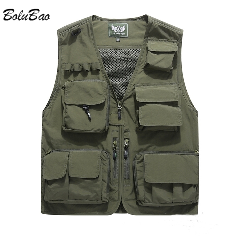 

Men's Vests BOLUBAO Men's Vest Multi-Pocket Thin Trend Mesh Breathable Detachable Waistcoat Outdoor Mountaineering Fishing Casual Vest Male 221010, Black