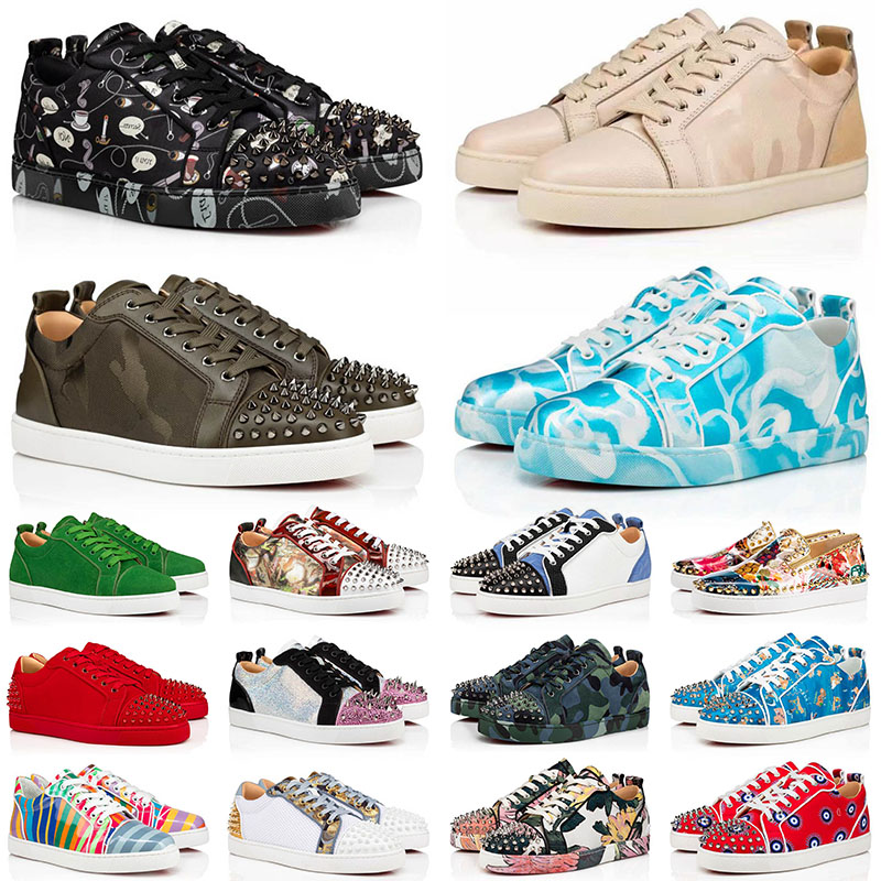 

Designer 2022 Red Bottoms Sneakers Shoes Big Size Us 13 Vintage Leather Spikes Mens Women Loafers Luxury Casual Bottom Low Cut Tennis Trainers 36-47, 17