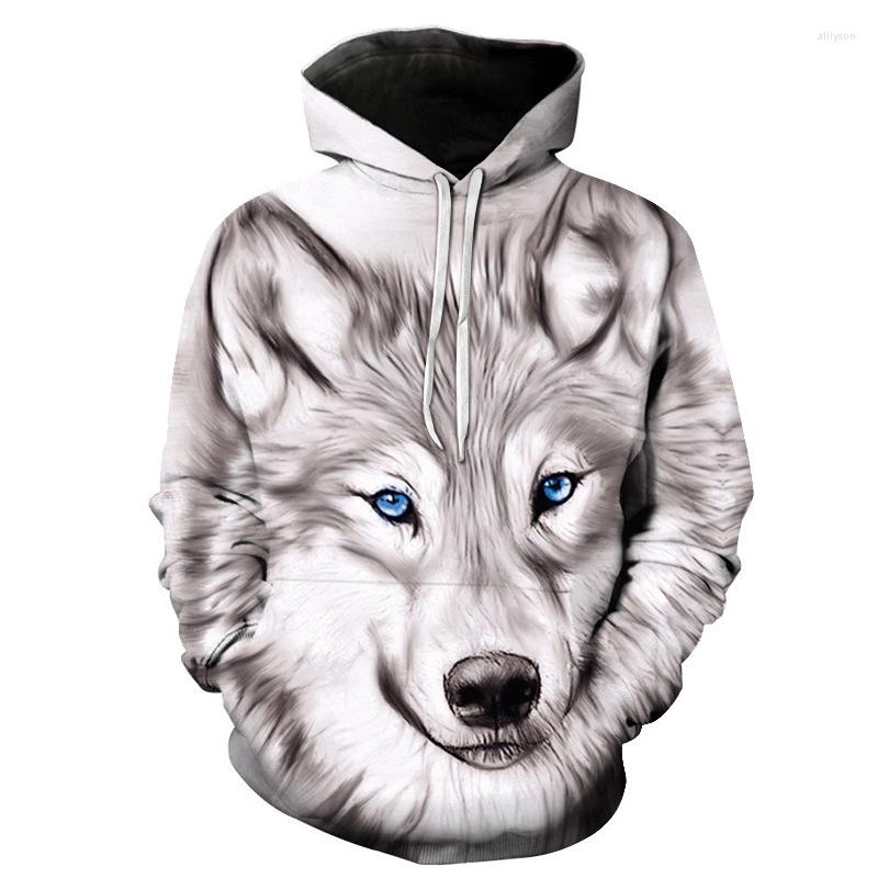 

Men's Hoodies Wolf Print Men Fashion Animal Autumn Sweatshirts Casual Hooded Long Sleeve Couples Pullover Trendy Unisex Clothing, Cbw-2858