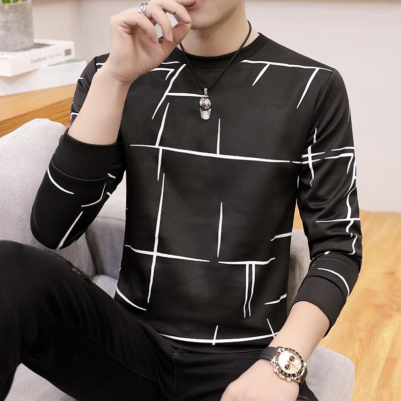 

Men's Hoodies 2022Spring Men Crewneck Sweatshirt Fashion Irregular Print Pullover Streetwear Youth Slim Casual Long Sleeve S20, Black