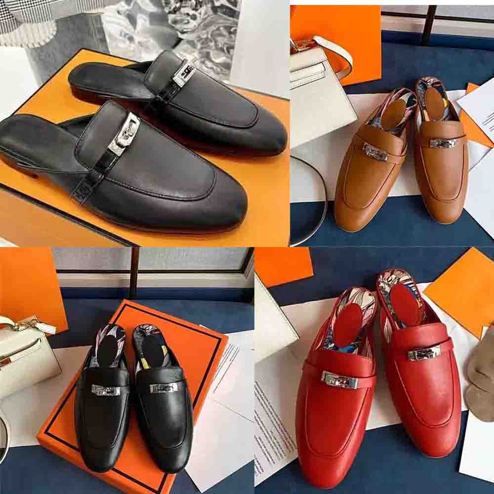 

Designer Slippers Genuine Leather OZ Mules Sandals Princetown Kelly Metal Chain Shoe Luxury Women Loafers Crocodile Skin Lady Slipper with box, 13