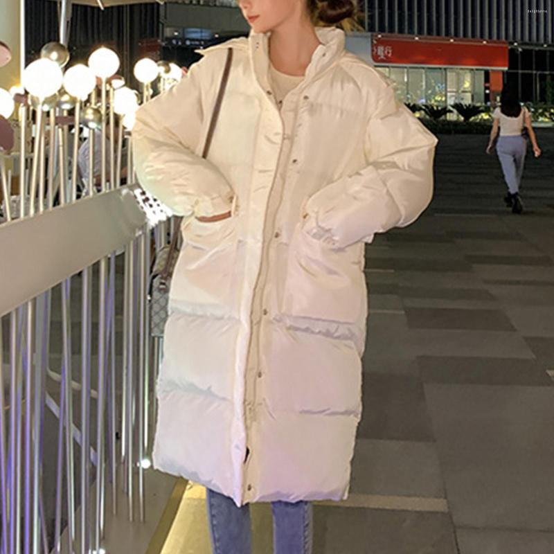 

Women's Down 2022 Women Long Jacket Winter Thick Hooded Cotton Padded Coats Female Korean Loose Puffer Parkas Ladies Oversize Outwear, White
