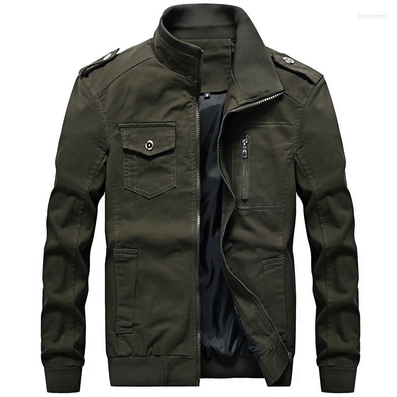 

Men's Jackets Cotton Men's Jacket Washed Multi-pocket 3D Military Clothing Jaqueta Masculino Mens Spring Autumn Stand Collar 6XL, 2811 khaki