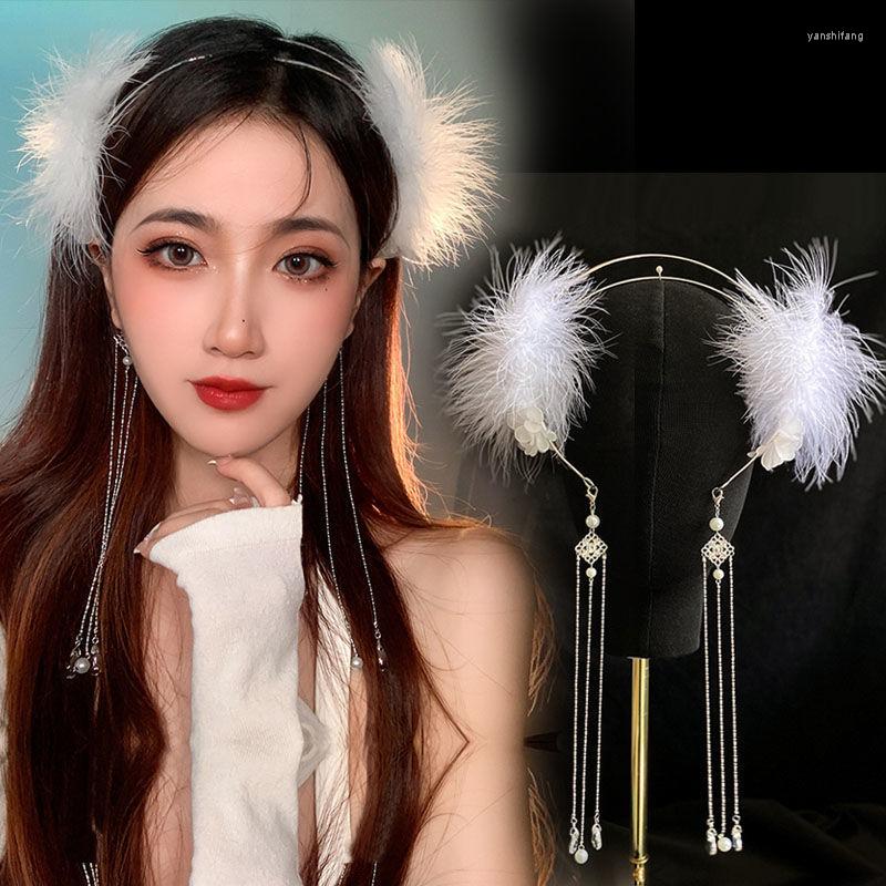 

Hair Clips Vintage Feather Tassel Hoop Beads Earring Headband
