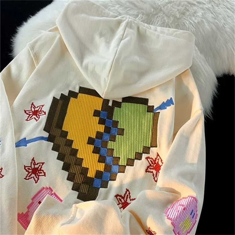 

Womens Hoodies Sweatshirts Funny pixel pattern Printing Sweatshirt Hoodies Women Zip Up Hoodie Oversized Retro Streetwear Punk Hooded Grunge Y2k Clothes 221010, Color 2