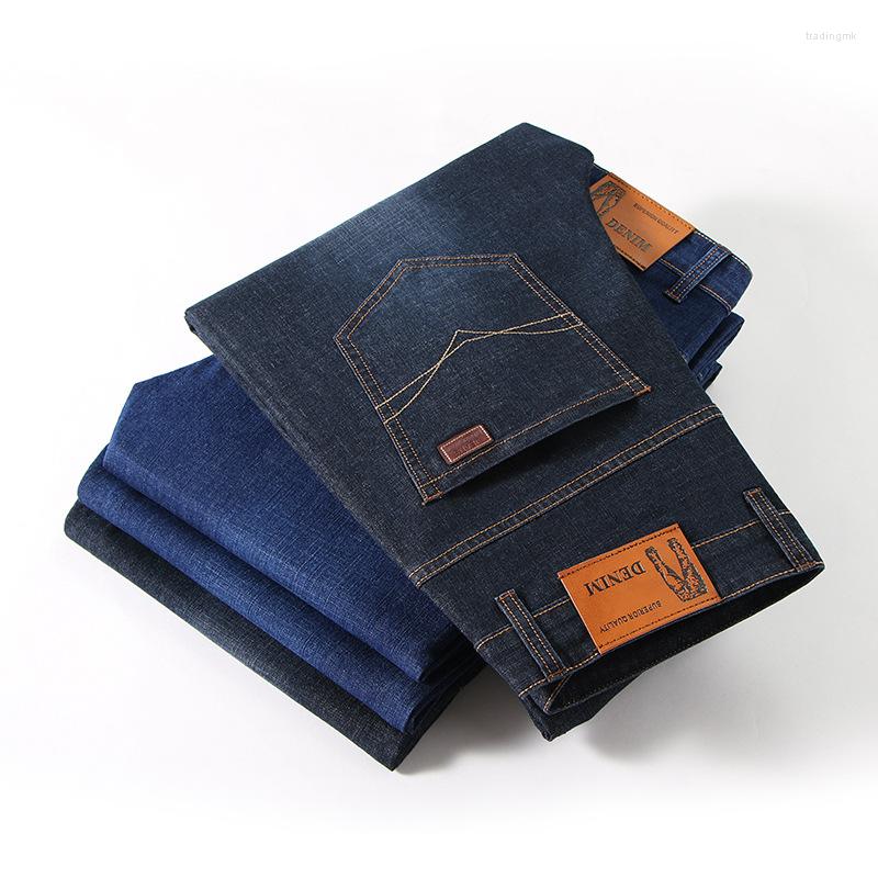 

Men's Jeans 2022 Summer Thin Men's Straight Medium-aged Denim Pants Business, 101 blue black