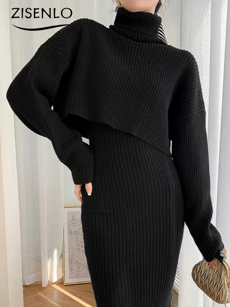 

Two Piece Dress Casual Sweet Style Sweater Skirt Set Outifits Woman 2 Suit 221010, Sky blue