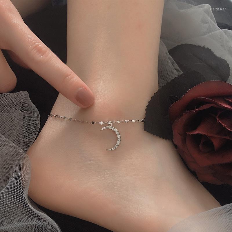 

Anklets 925 Sterling Silver Moon For Women Adjustable Chain Simple Trendy Anklet Jewelry Gift