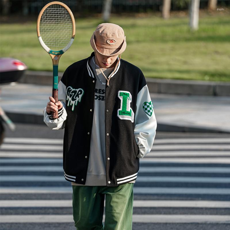 

Men's Jackets Letter Embroidery Baseball Jacket Teenage Autumn Fashion Trends Tracksuit Tops Mens Plus Size Buttons Sweatshirts Sport, Black