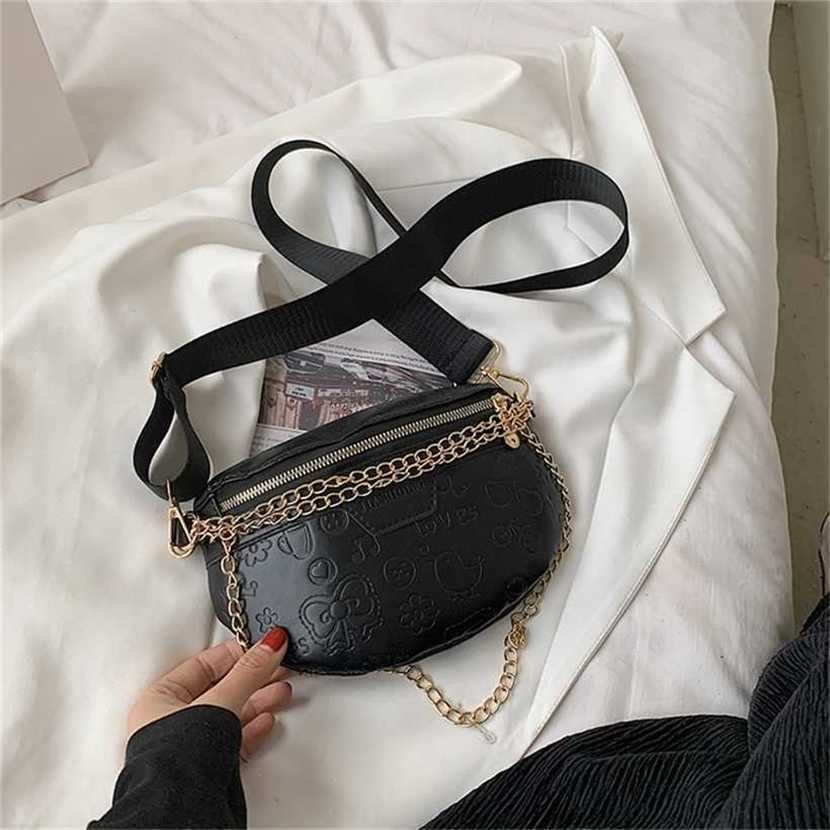 

60% OFF 2023 Designer bag Bags Women's summer Korean embossed chain women's chest messenger purse waist, Black