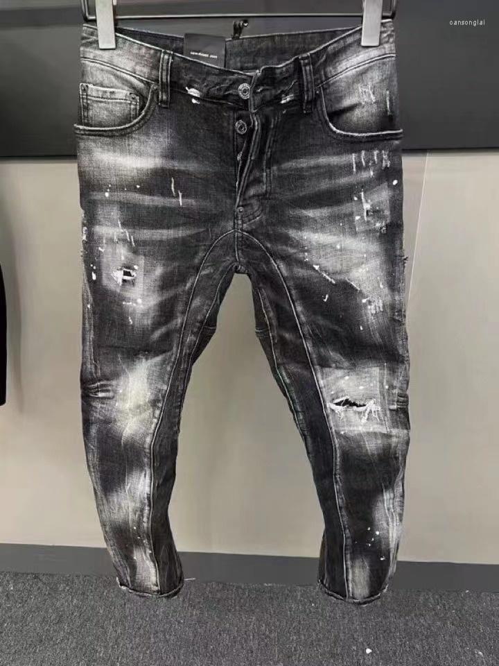

Men's Jeans Fashion Xc73 Men's 2022 Runway Luxury European Design Party Style Clothing, Gray
