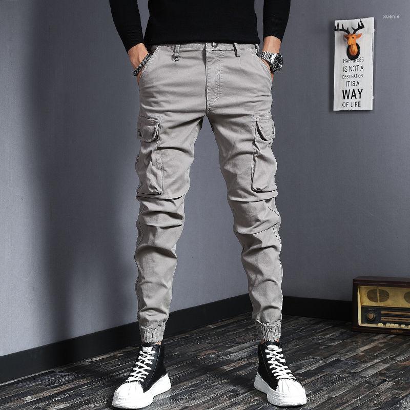 

Men's Pants 2022 Korean Man Casual Cargo Fashion Streetwear Solid Joggers Hip Hop Long Outdoor Male B235, Light grey