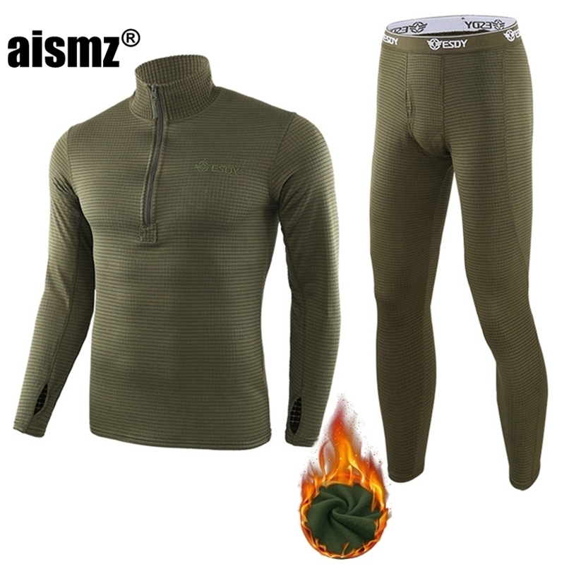 

Men' Thermal Underwear Aismz Sets Men Quick Drying Anti-microbial Stretch Thermo Compression Fleece Sweat Fitness Warm Long Johns 221010, A152 black