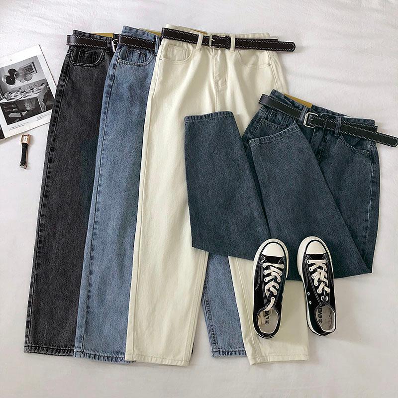 

Women' Jeans Casual High Waist Women Buttons Pockets Belt Female Harem Denim Trousers 2022 Spring Summer Streetwear Loose Ladies Pants, Beige