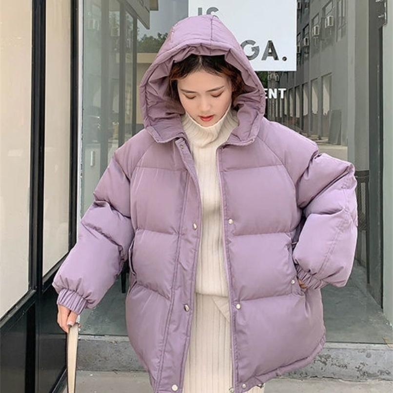 

Women's Down Parkas Women Short Jacket Winter Thick Hooded Cotton Padded Coats Female Korean Loose Puffer Ladies Oversize Outwear 221010, Pea green