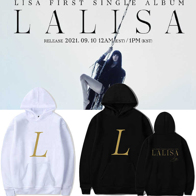 

Men's Hoodies Sweatshirts Korea Girls Band Kpop LALISA Letter Printed Hoodie Men Women's Sweatshirts Streetwear Harajuku Clothing Fashion Boys Girls Tops T221008, White