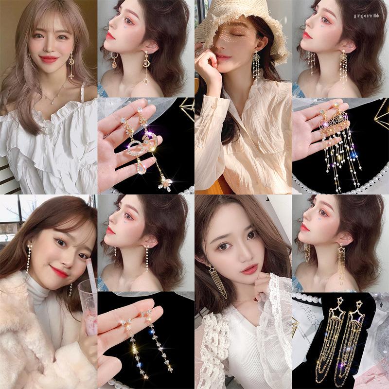 

Dangle Earrings Needle Crystal Long Tassel Super Fairy Temperament Wild Exaggerated Trend Quality
