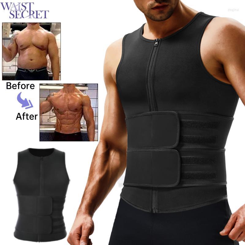 

Men' Body Shapers Men Sauna Waist Trainer Vest Shaper Neoprene Shapewear Weight Loss Sweat Top Double Tummy Control Trimmer Belts