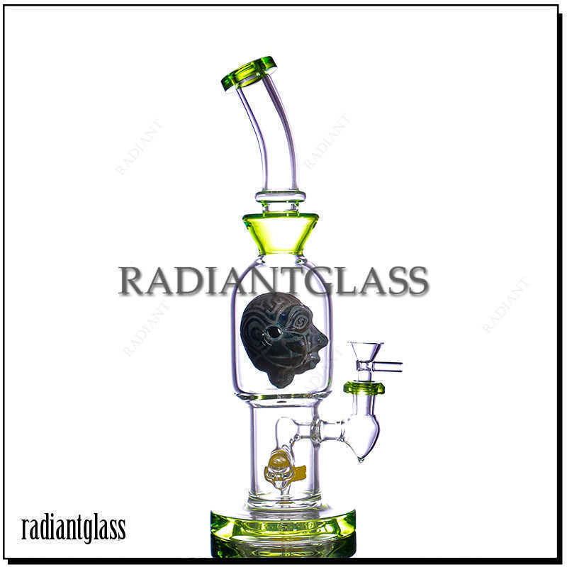

Hookahs Skull Percolator Frosted Glass Bong Heavy Water Beaker Bong With 14mm Male Bowl Accessories