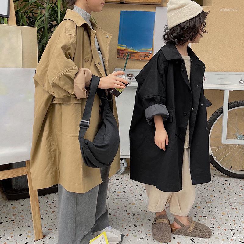 

Coat 2022 Autumn Korean Kids Clothing Boys And Girls Windbreaker Mid-length Casual Loose Boutique