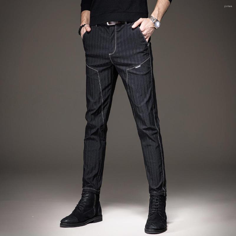 

Men's Pants 2022 Men's Casual Suit Streetwear Harem High Quality Male Long Trousers Men Elastic Stripe Loose S22, Black
