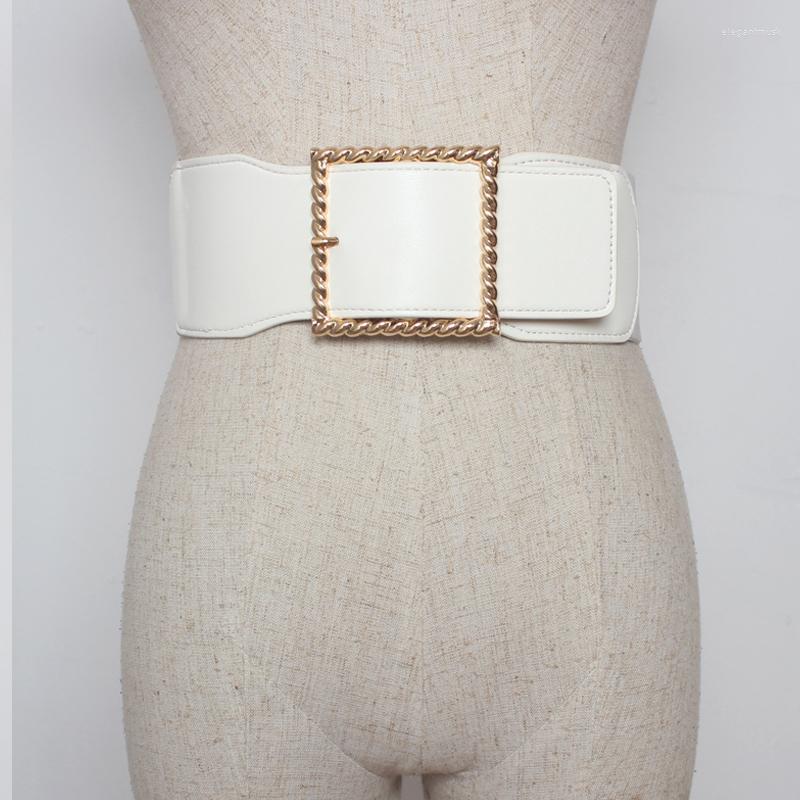 

Belts Fashion Amazing Alloy Flower Vintage For Women Lady Wide Elastic Belt Waistband Metal Accessories, White