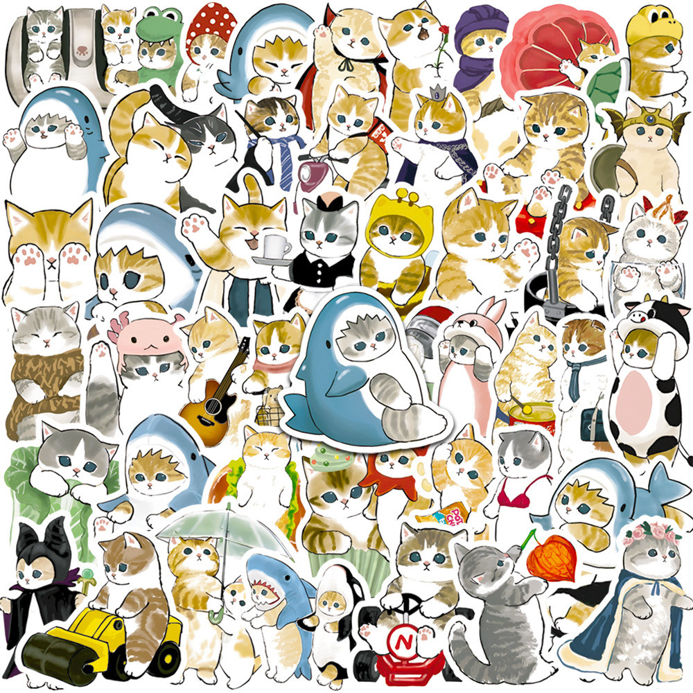

50Pcs Watercolor Cat Stickers Non-Random For Car Bike Luggage Sticker Laptop Skateboard Motor Water Bottle Snowboard wall Decals Kids Gifts, Multi-color