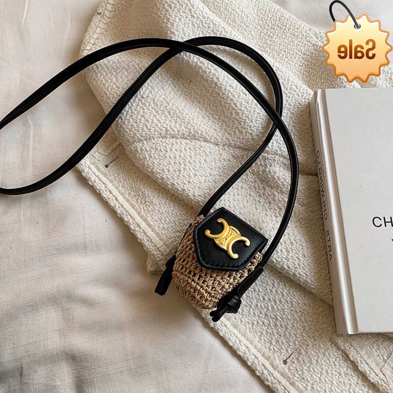 Designer Bags Net Red Mona with Arc De Triomphe Straw Woven Earphone Women's Mini One Shoulder Msenger Factory Direct Sale